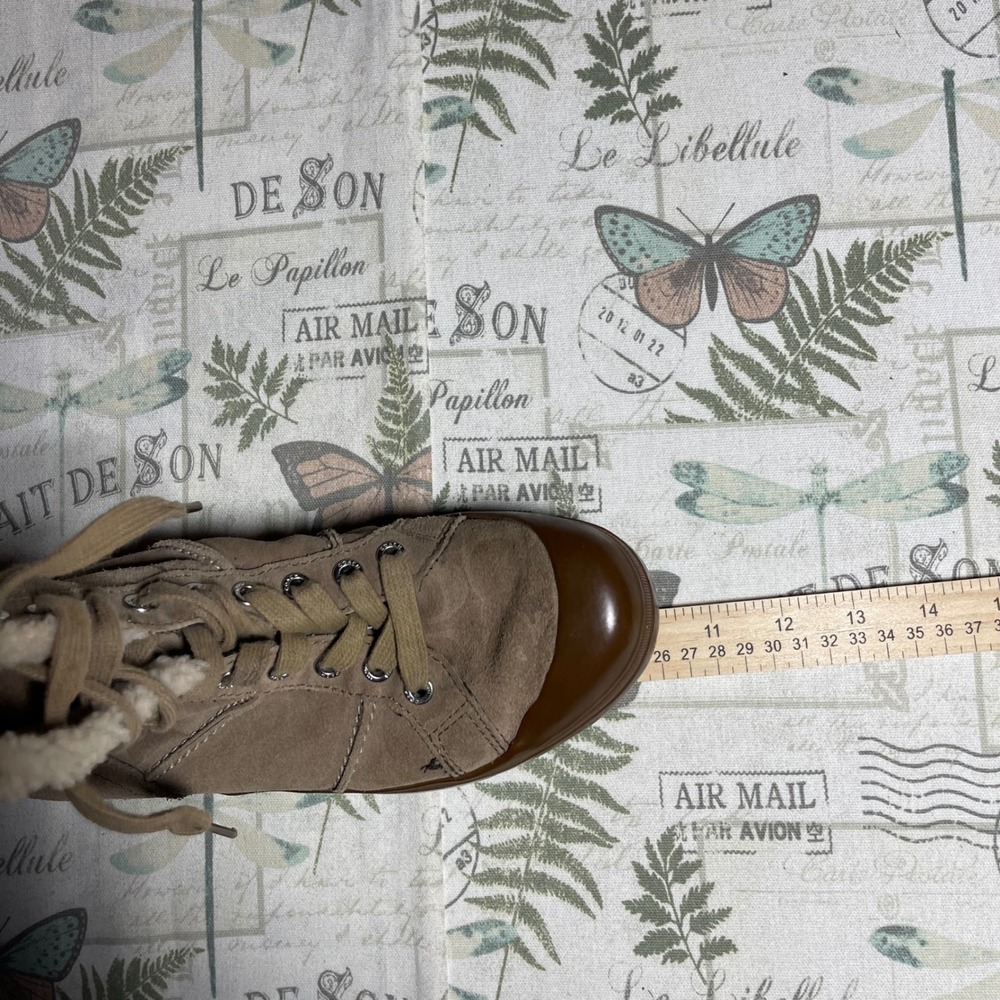 Coach Taupe & Cream Shearling-Lined Winter Boots - Picture 5 of 9